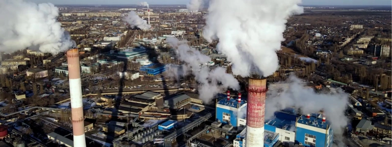 smokestacks in a city