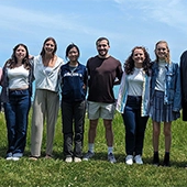 Students standing at lakefill