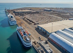 cargo ships at a port