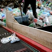 plastic bottles on a conveyor belt