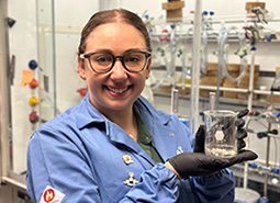 Katie Weber in a lab