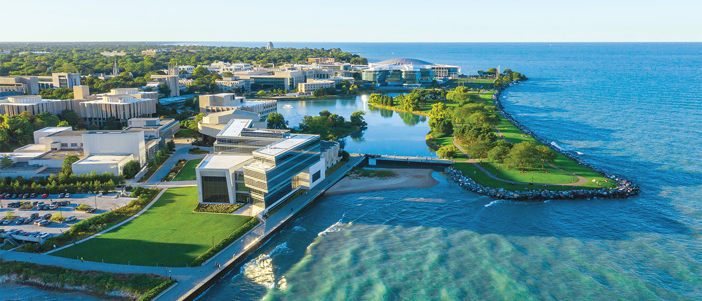 Evanston campus drone shot