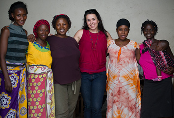 Caleigh Hernandez (WCAS '15) with the African footwear artisans of Best Foot Forward.