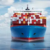 boat hauling cargo containers